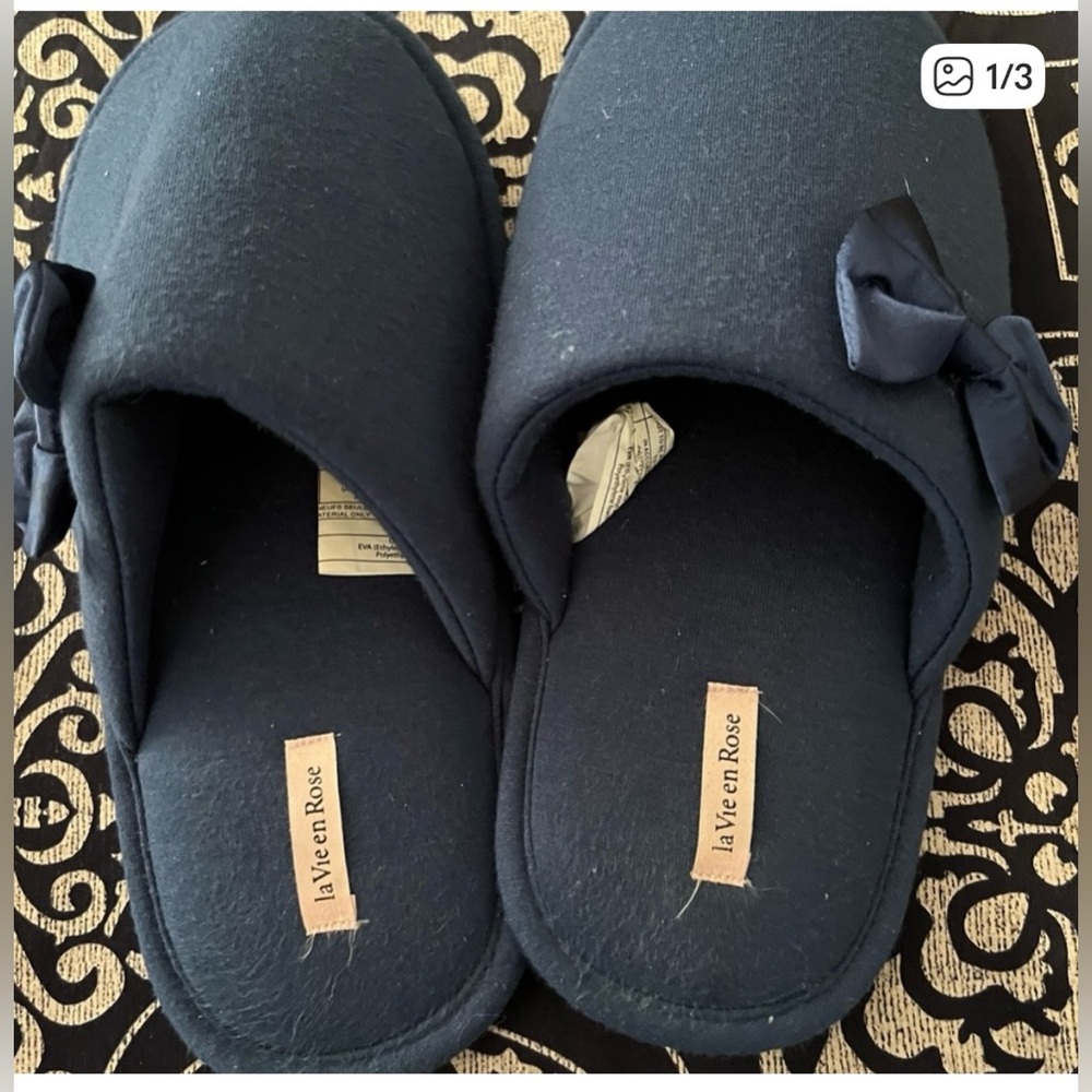 La Vie En Rose Dark Blue Women's Slippers